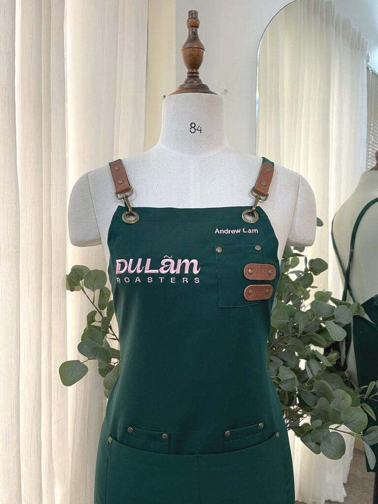 Tạp dề tiệm hoa, tạp dề tiệm bánh kaki xanh TDBH250715