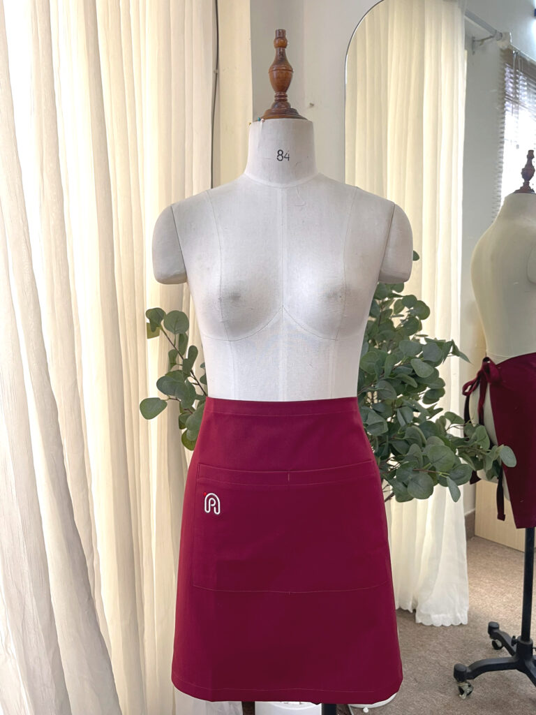 Tạp dề ngắn cotton màu đỏ ĐẸP TDN091005