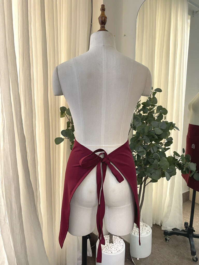 Tạp dề ngắn cotton màu đỏ ĐẸP TDN091005