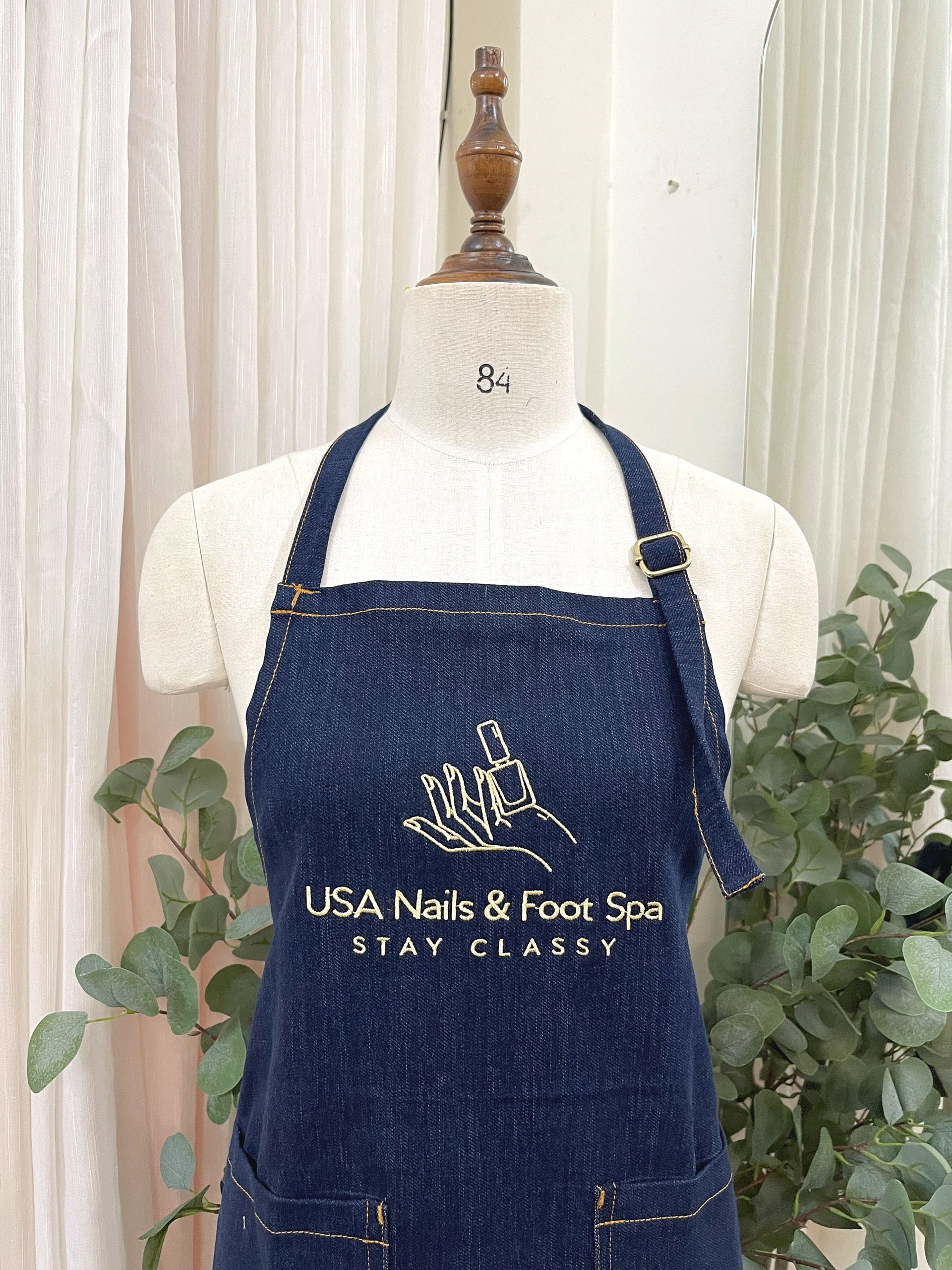 Tạp dề spa, nails, hair salon jean xanh TDNS240943