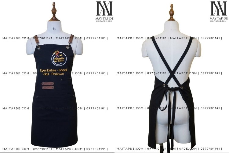 Tạp dề màu đen phối viền da TDD03