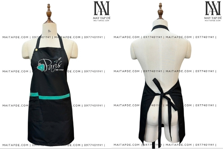 Tạp dề màu đen phối viền xanh TDD10