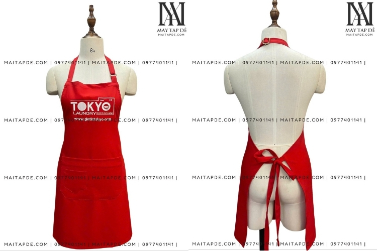 tạp dề màu đỏ cổ tăng đưa TDMD04
