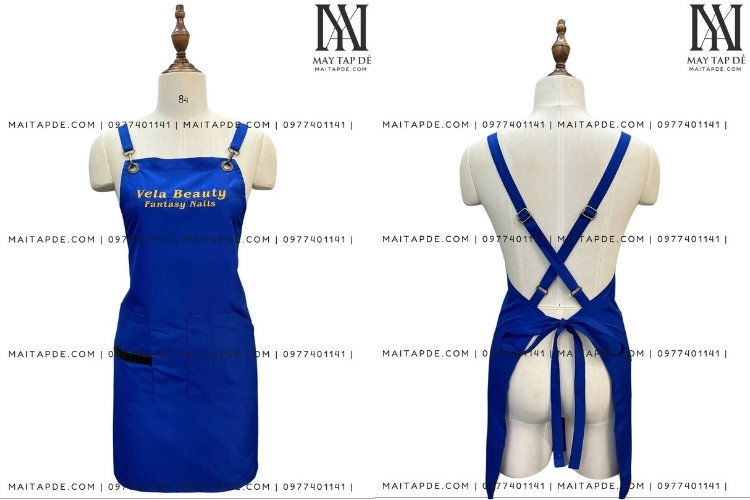 Tạp dề màu xanh dương dây đeo chéo TDX17