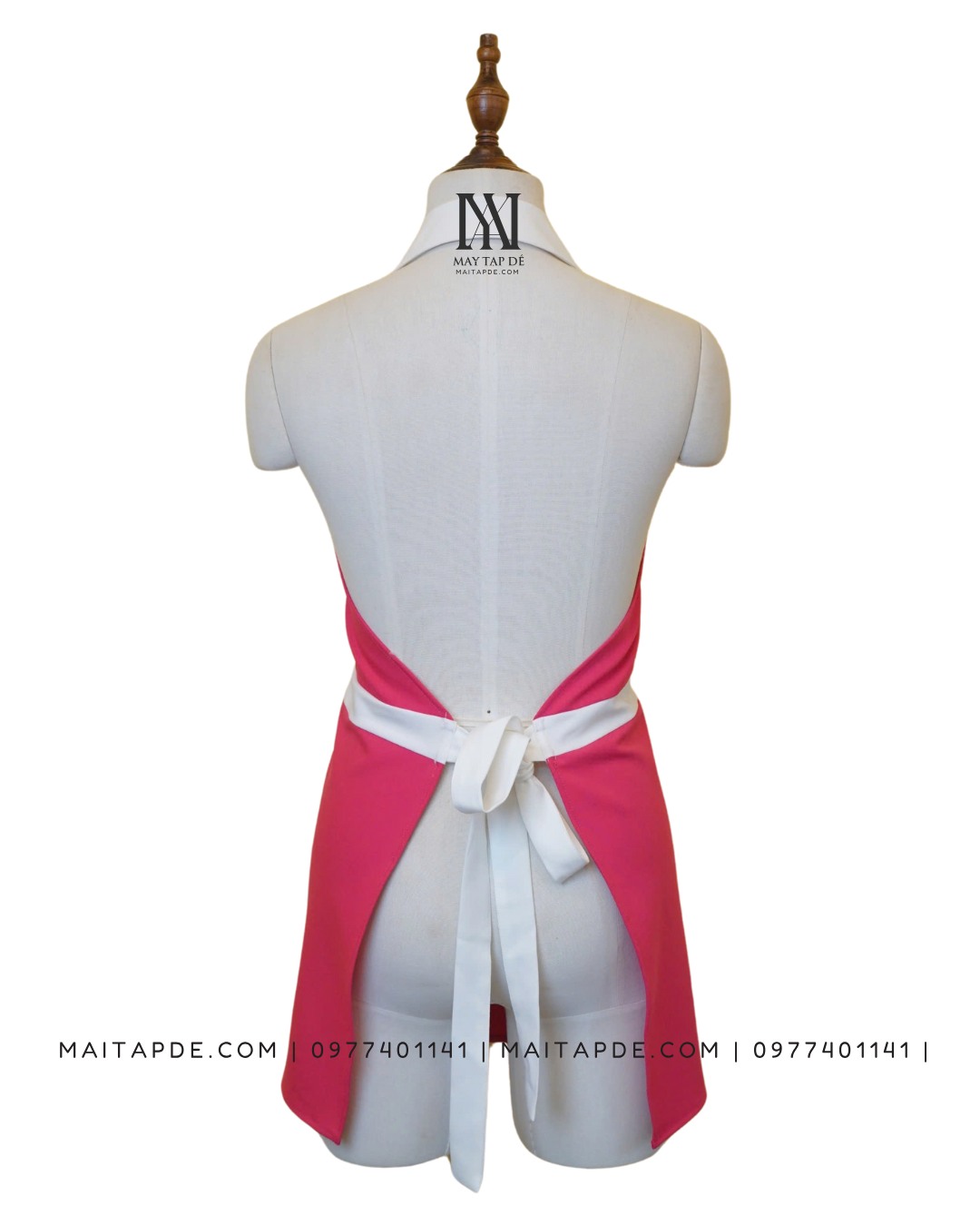 Tạp dề cổ vest màu hồng TDCV06